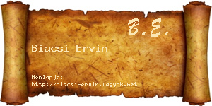 Biacsi Ervin névjegykártya