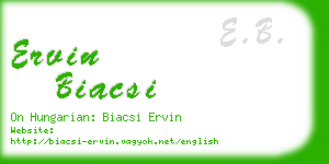 ervin biacsi business card